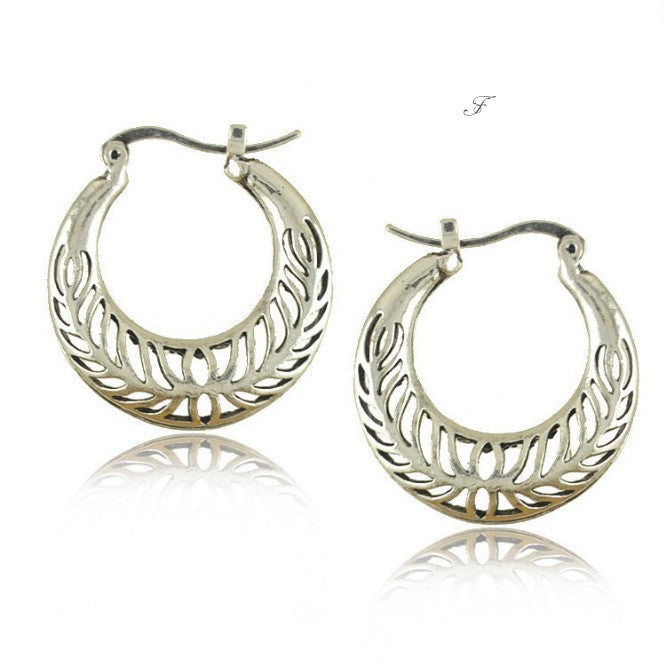 Silver Tribal look Filigree Hoop Earrings For World Traveller Vista Shops