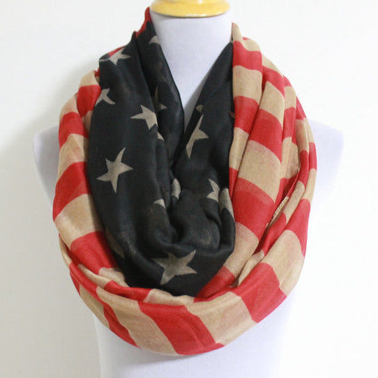 Vintage Inspired American Flag Infinity Scarf Vista Shops