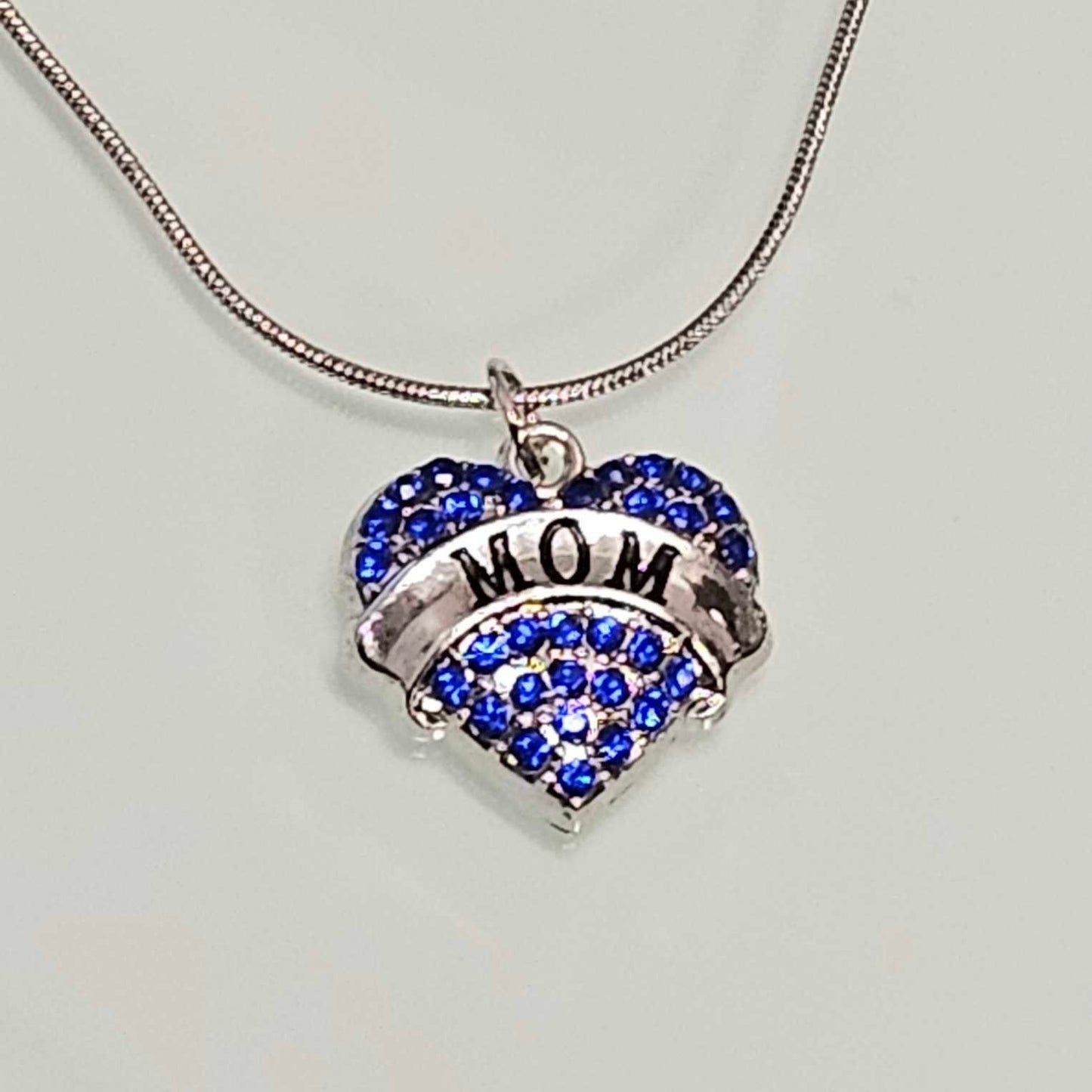 Love MOM Heart Shaped Pendant With Crystals And Chain Vista Shops