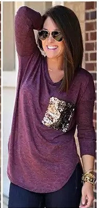 Queenie Tunic Top With Sequined Pocket SHOPS