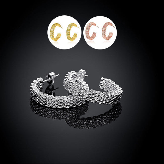 Love At First Sight 18 Kt Gold Plated 925 Sterling Silver Polished And Rose Gold Plated Cross Link Cable Earrings Vista Shops