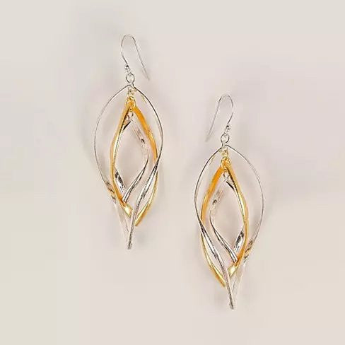 CHARMING WINDCHIME Gold And Silver Mix On 925 Sterling Silver Earrings Vista Shops