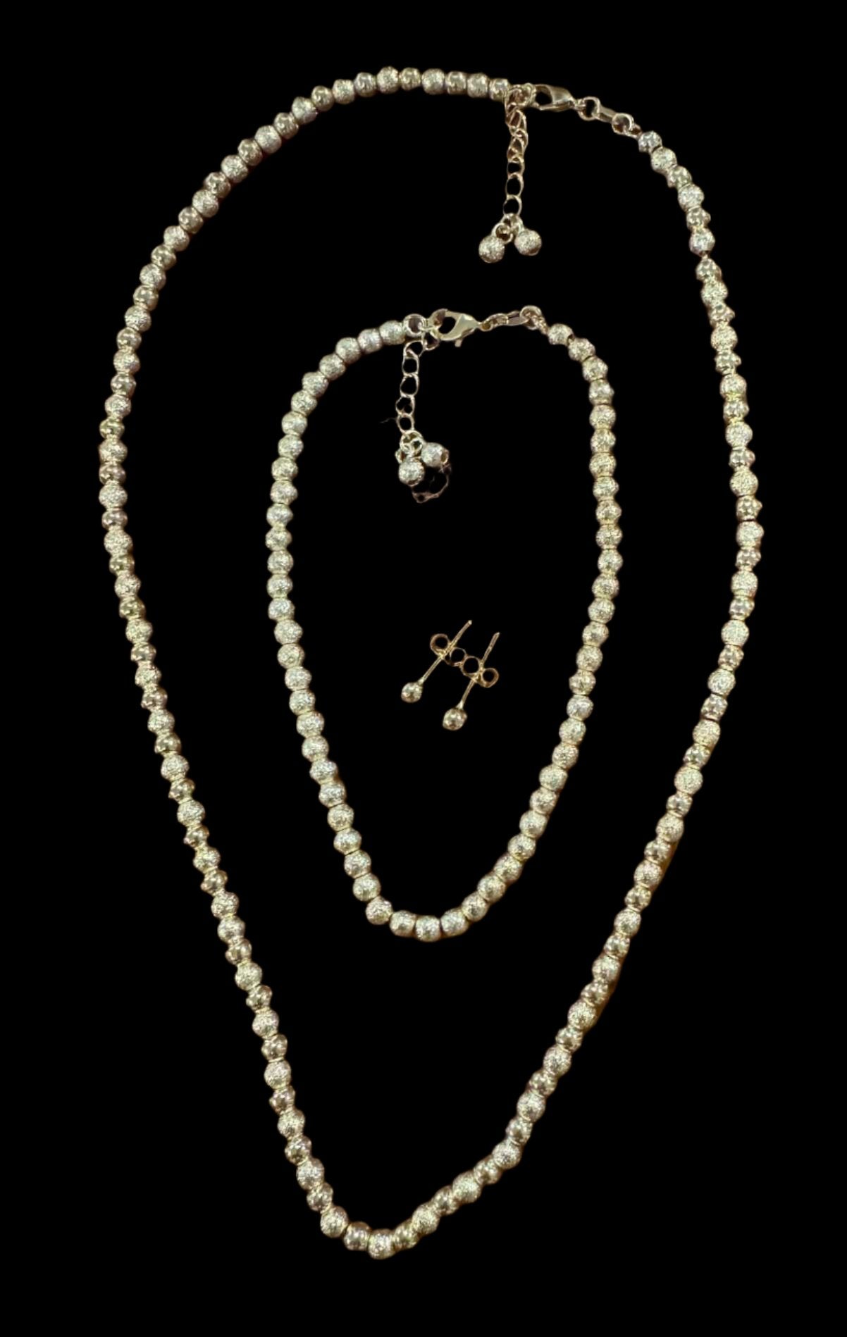 Minimalist's Delight Tiny Dot Studs Bracelet And Necklace Set in Silver RoseGold And Gold Vista Shops