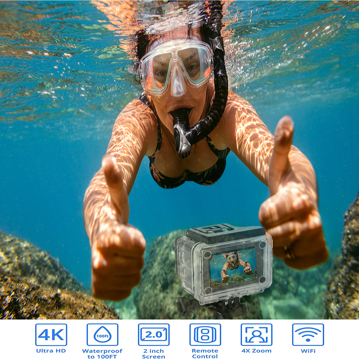 4K Waterproof All Digital UHD WiFi Camera + RF Remote And Accessories Vista Shops