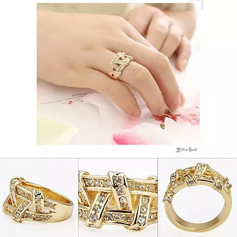 NYSA The Swarovski Crystal Cocktail Ring In Gold And Rose Gold Vista Shops