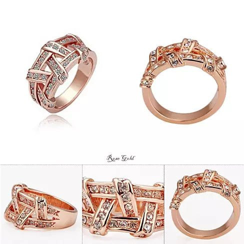 NYSA The Swarovski Crystal Cocktail Ring In Gold And Rose Gold Vista Shops