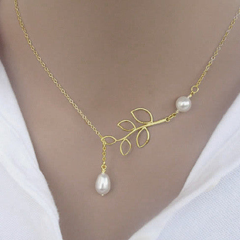 Pearls Of Joy Lariat Necklace In White Gold And Yellow Gold Plating Vista Shops