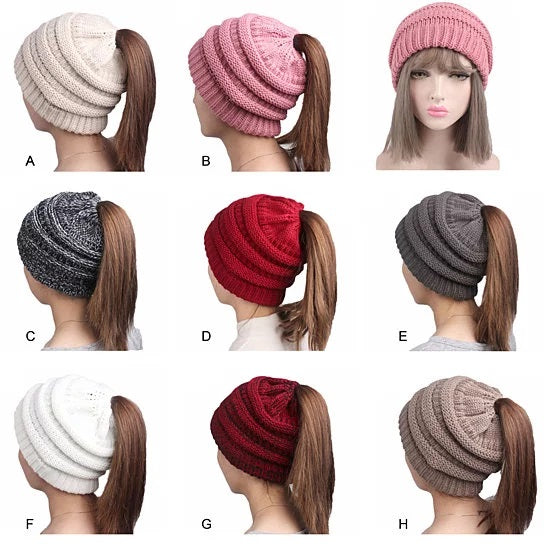 Pony Beanie Super Cute Cable Knit Hat Vista Shops