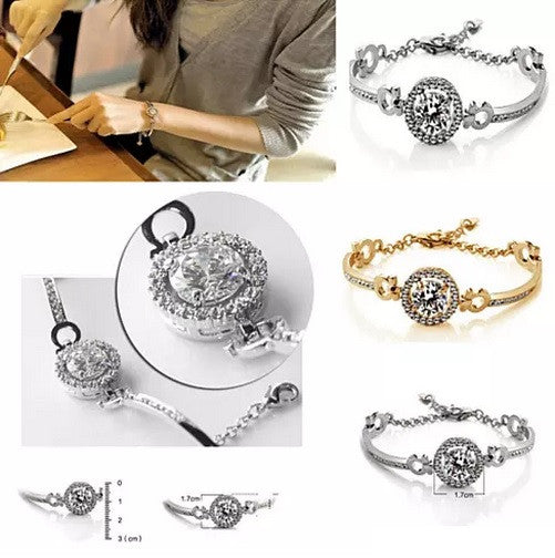 Queen's Luck Swarovski Crystal Bracelets In White And Yellow Gold Overlay Vista Shops