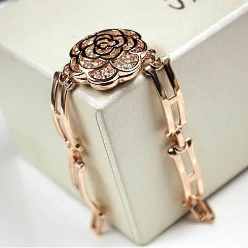 ROSE IS A ROSE 18kt Rose Crystal Bracelet In Rose Gold Polish Vista Shops