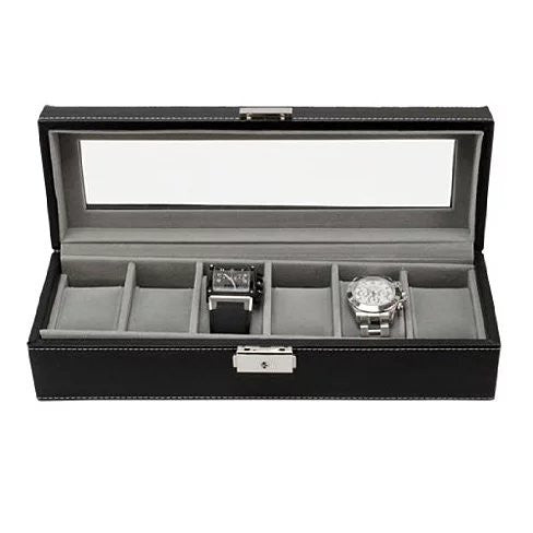 WATCH VALET Glass Top Watch Boxes For Collection Of 6 or 10 Watches Vista Shops