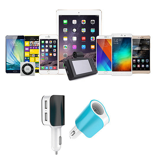 Twin Ports 3 In 1 USB Car Charger Black and White Vista Shops