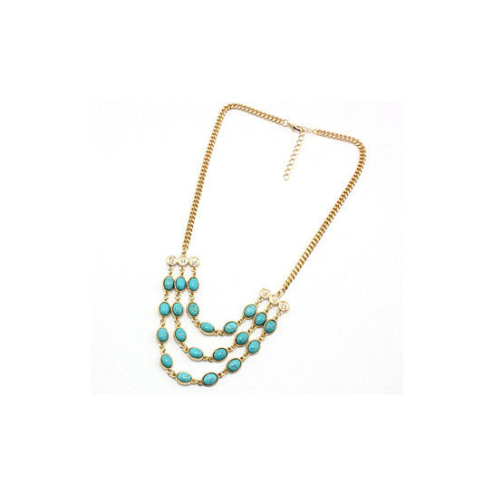 Beauteous Turquoise Necklace With 3 Strands Vista Shops
