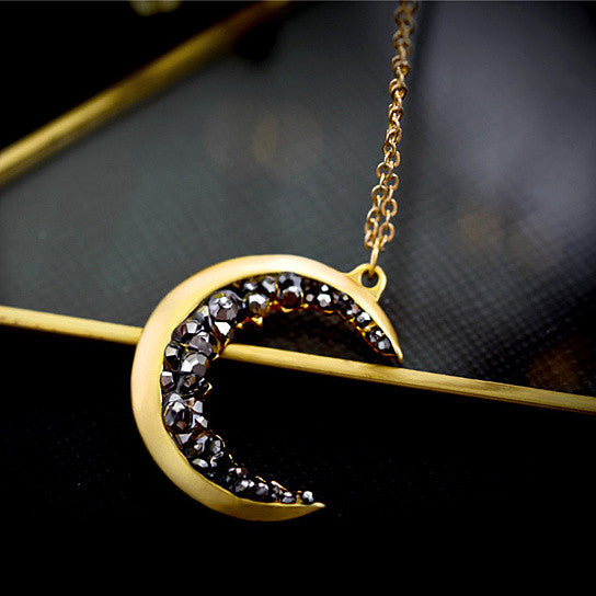 Over The Moon Long Necklace With Crescent Moon Pendant Vista Shops