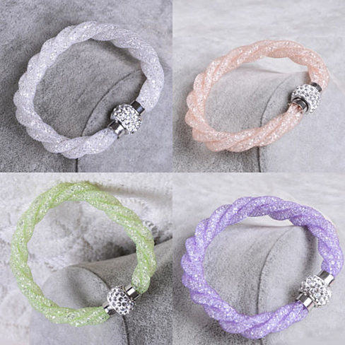 Rope Bracelet a Wire Mesh with Tiny Crystal loaded to form a Halo Vista Shops