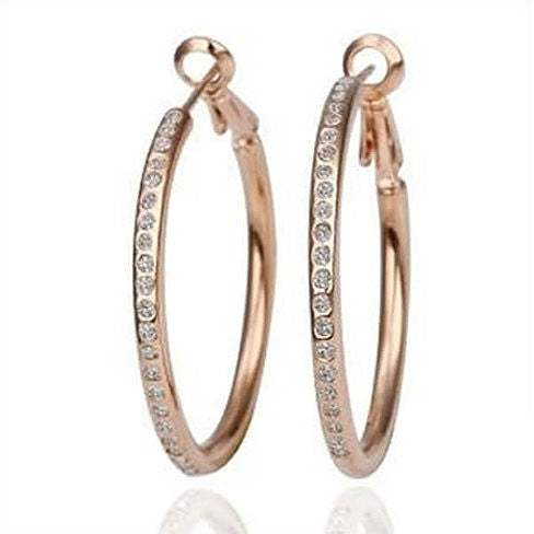 Hoop Earrings with Crystals in 18kt GF White, Yellow or Rose Gold Vista Shops