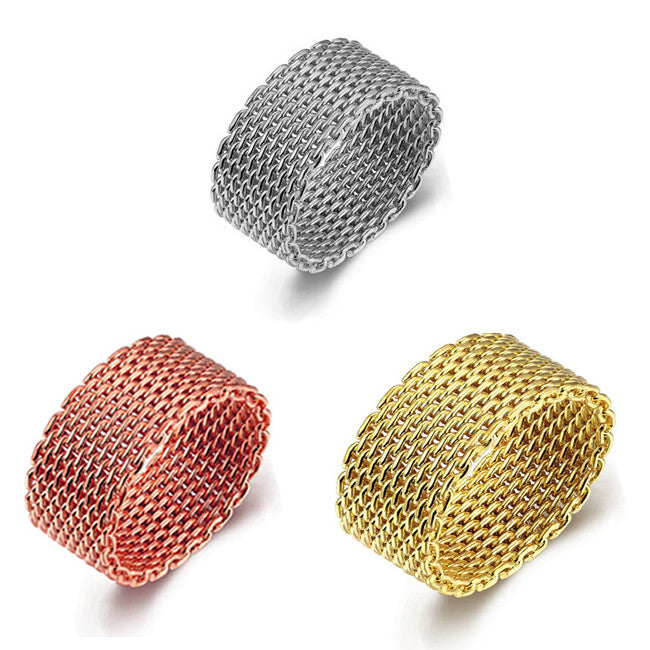 Cherish Mesh Rings In 18kt Gold Plating Rose Gold Plating And 925 Silver Plated Vista Shops