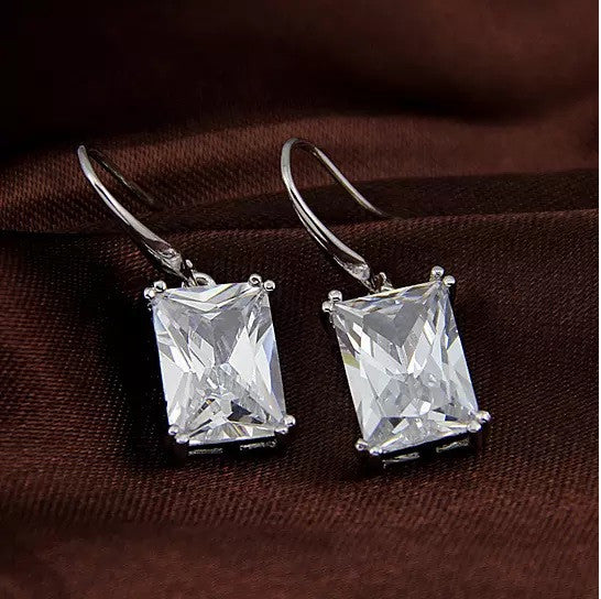 Royalty Earrings Emerald Cut Big Solitaires On Hooks Vista Shops