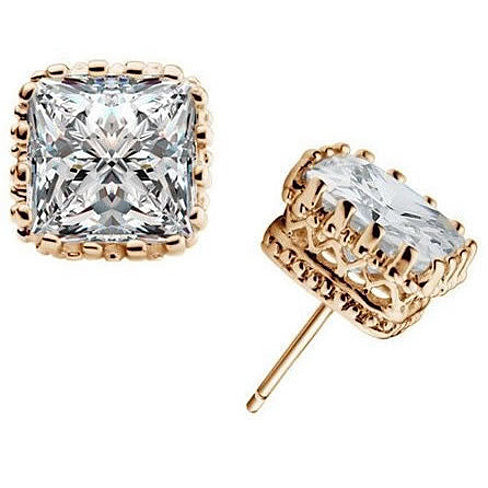 Royal Crown Earrings in Princess Cut Stones Vista Shops