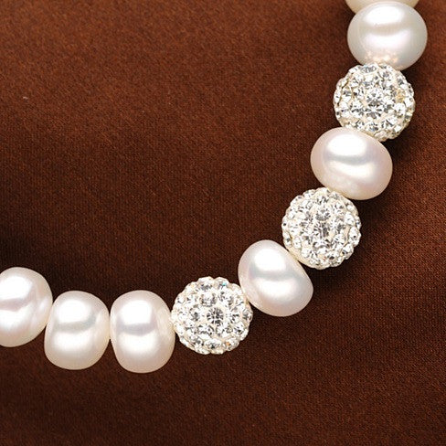 Venus Italian Pearl Bracelet - With 3 Crystal Moon Beads Vista Shops