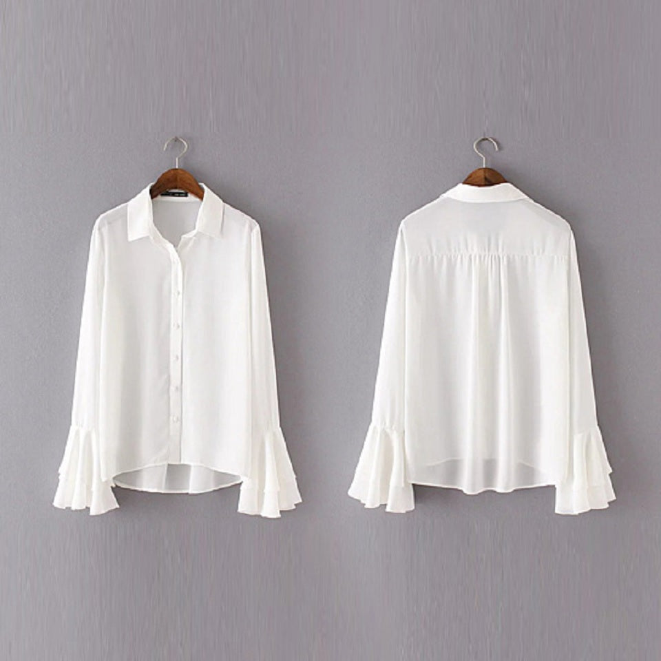 LaBella Chiffon Bell Sleeves Shirt Vista Shops