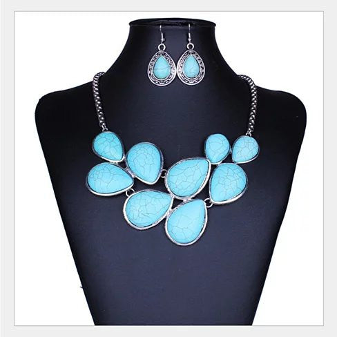 Turquoise Earth Necklace and Earrings Set Vista Shops