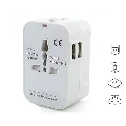 Worldwide Power Adapter and Travel Charger with Dual USB ports that works in 150 countries Vista Shops