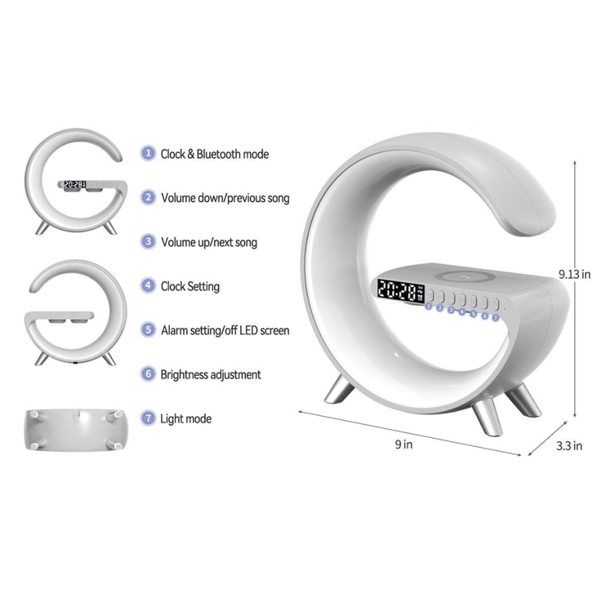 Mooncave Light Wireless Charger And Speaker With Clock Vista Shops