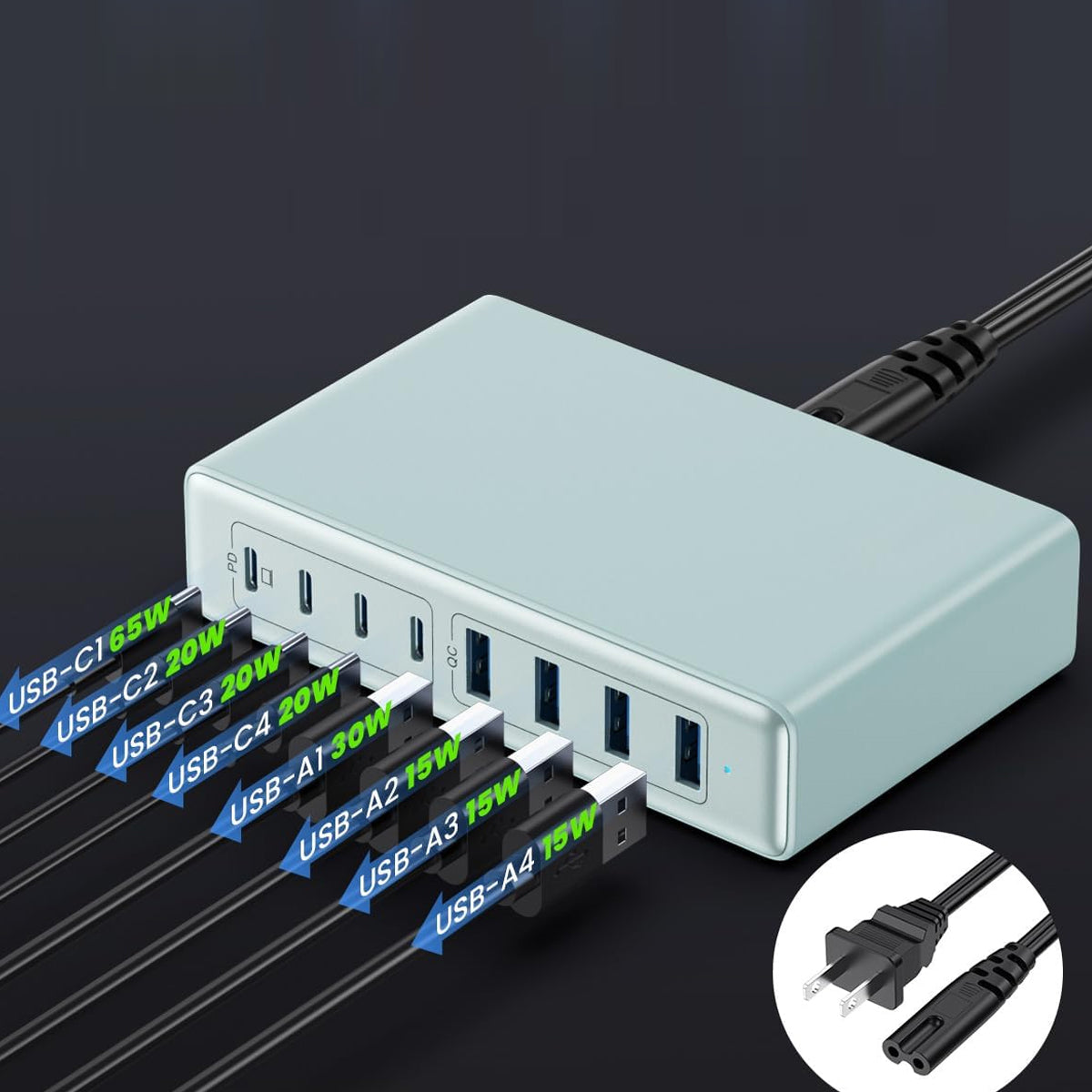 Power Wall 100W Fast USB Charger For Laptops and Devices Vista Shops