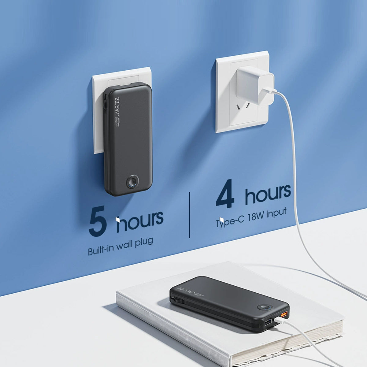 Power House 3-in-1 Fast And Foldable Wireless Power Bank With AC Plug Vista Shops