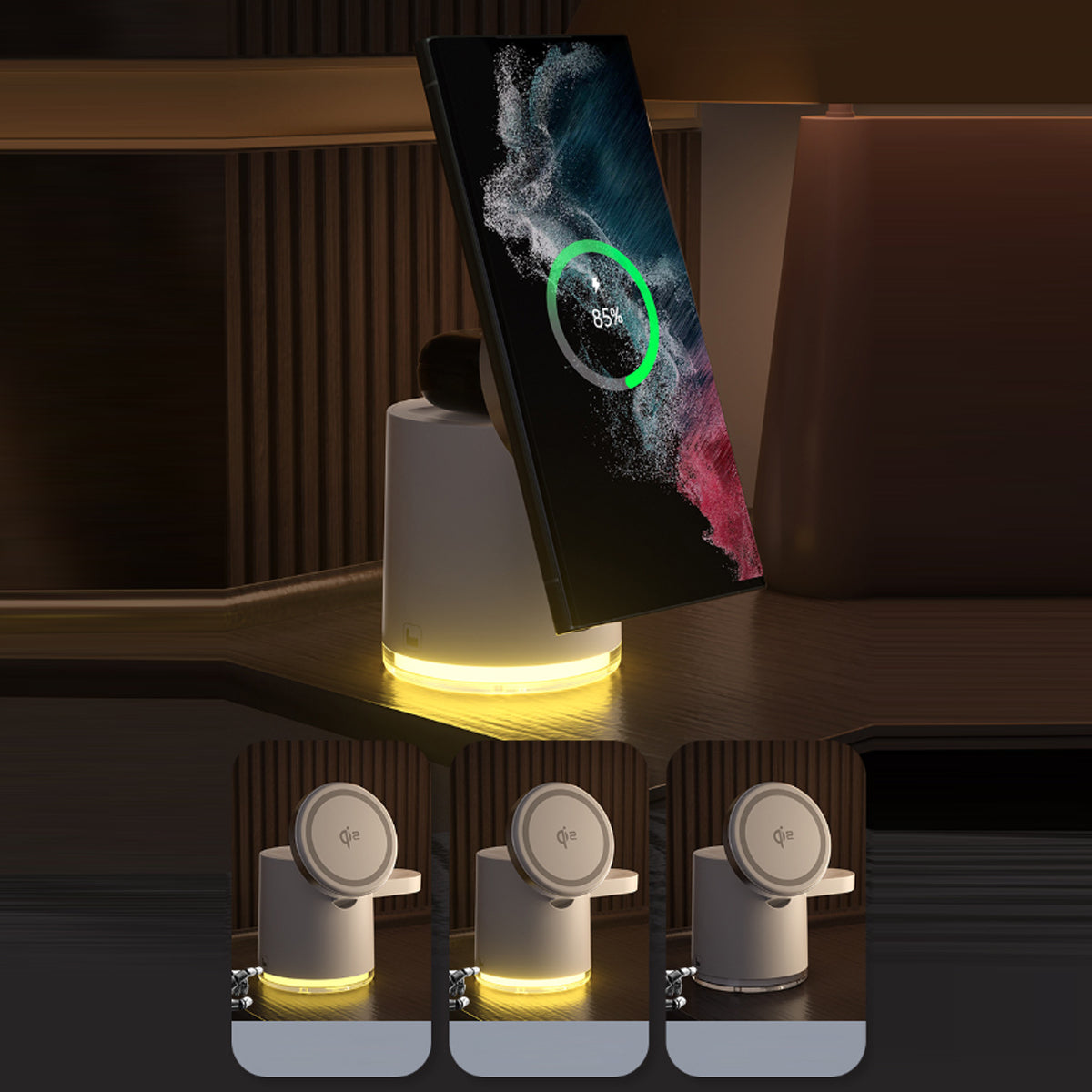 CLINGOMATIC Charging Station 3 In 1 Wireless Charger Stand With Halo Light Vista Shops