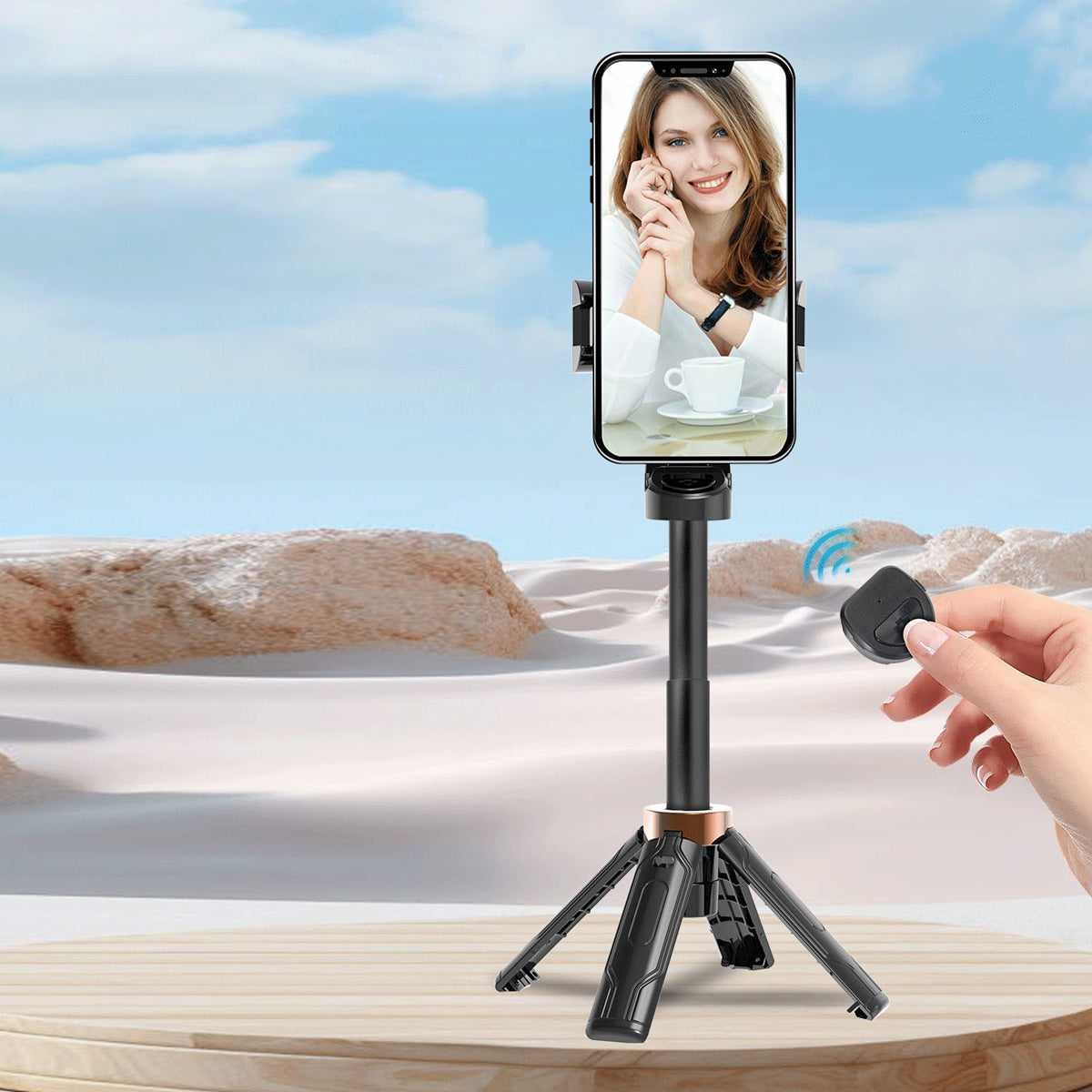 Golden Hours 360 Mini Selfie Stick Turn Quadpod For Best Content Creation Vista Shops