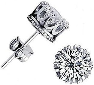 Tiara Stud Earrings In Gold And Silver Plated Crown Setting VistaShops