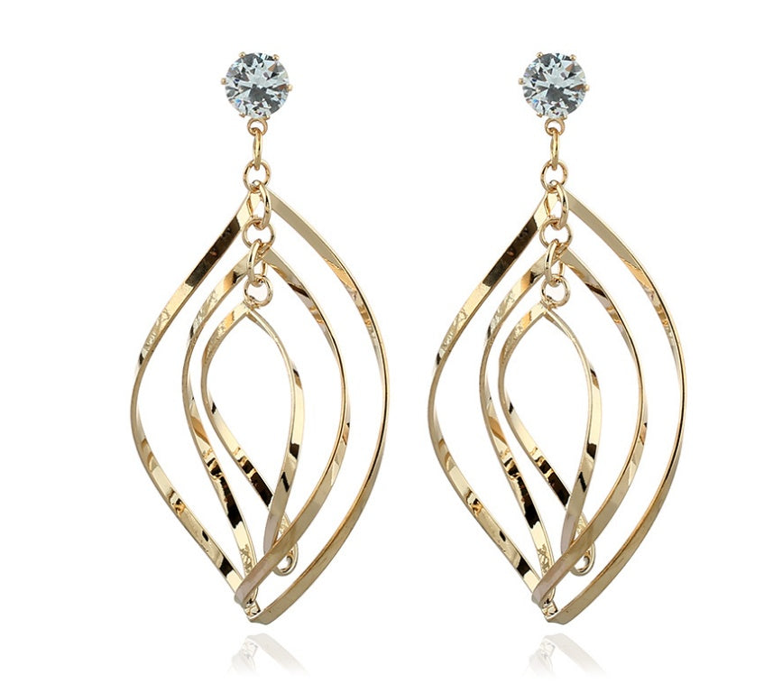 Charming Windchimes Crystal Stud Hook Earrings In Golden And Silver Tone Vista Shops