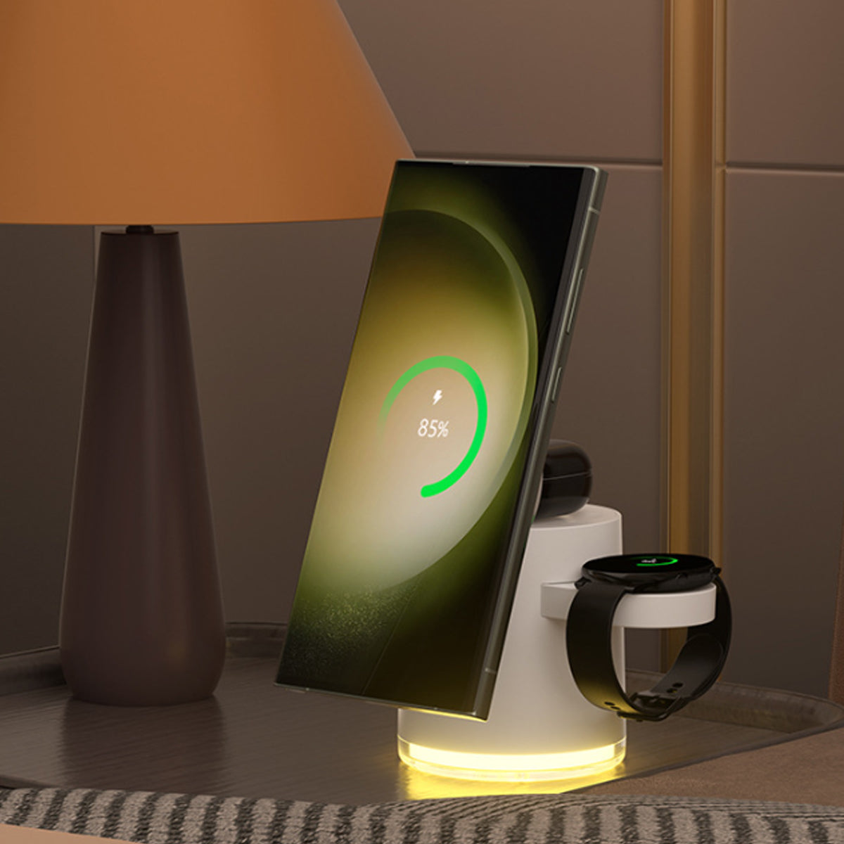 CLINGOMATIC Charging Station 3 In 1 Wireless Charger Stand With Halo Light Vista Shops