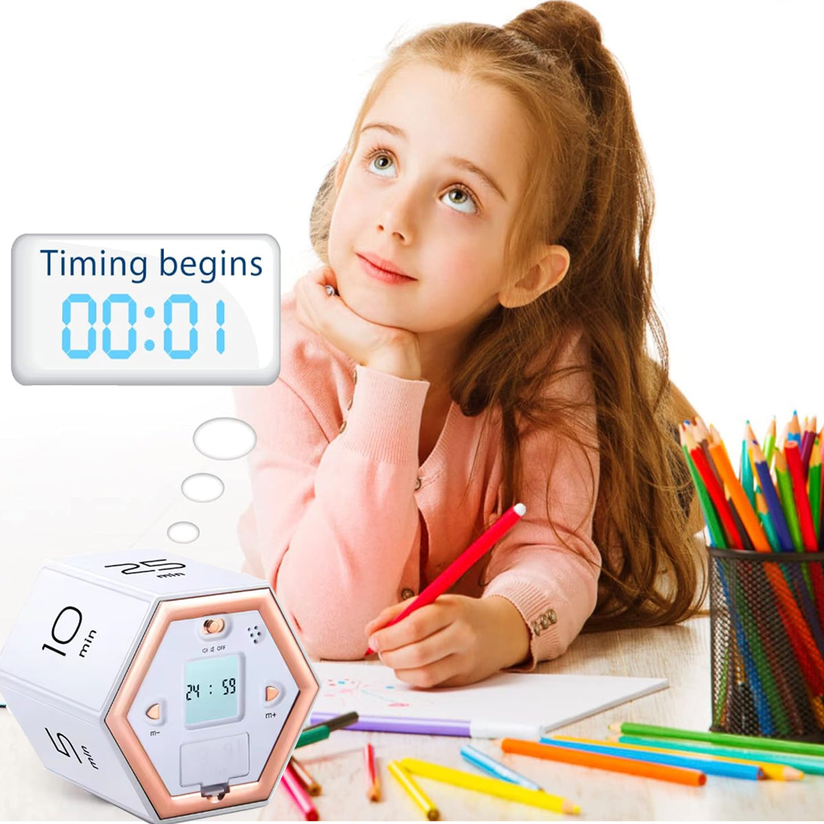 TimeFlip Pro Magnetic Hexagon Multifunctional Spot Timer For Self-discipline Vista Shops