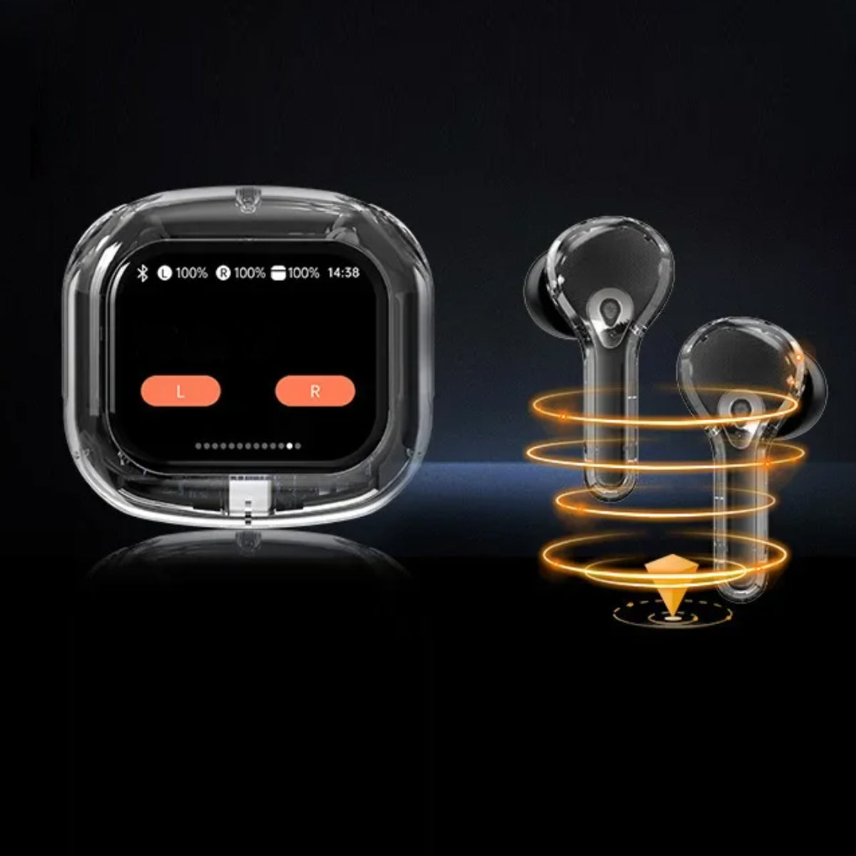 Clear Sound Meets Glassy Screen Futuristic Wireless Bluetooth Headphones Vista Shops
