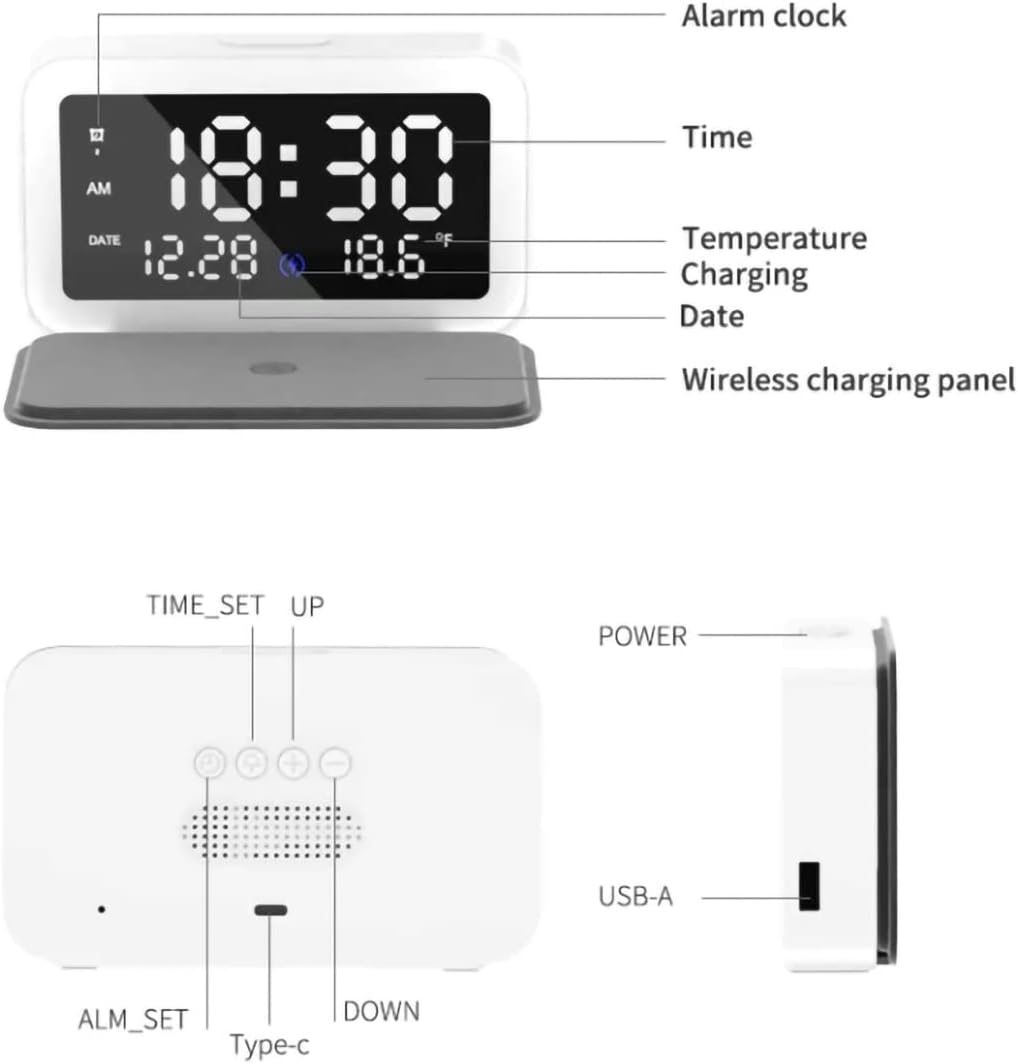 Clockwork Wireless Fast Charge Alarm Clock Vista Shops