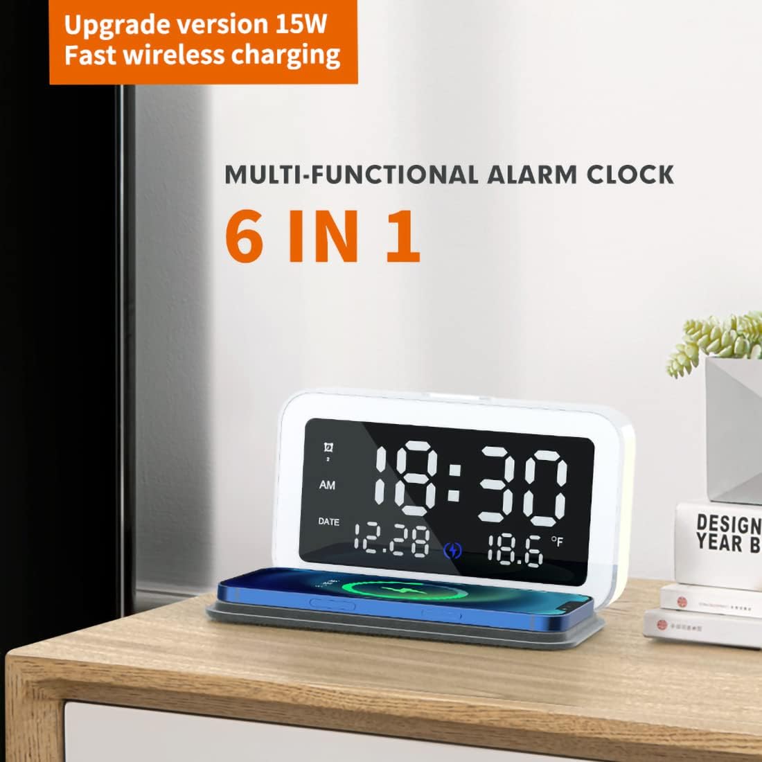 Clockwork Wireless Fast Charge Alarm Clock Vista Shops