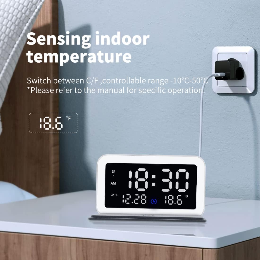 Clockwork Wireless Fast Charge Alarm Clock Vista Shops