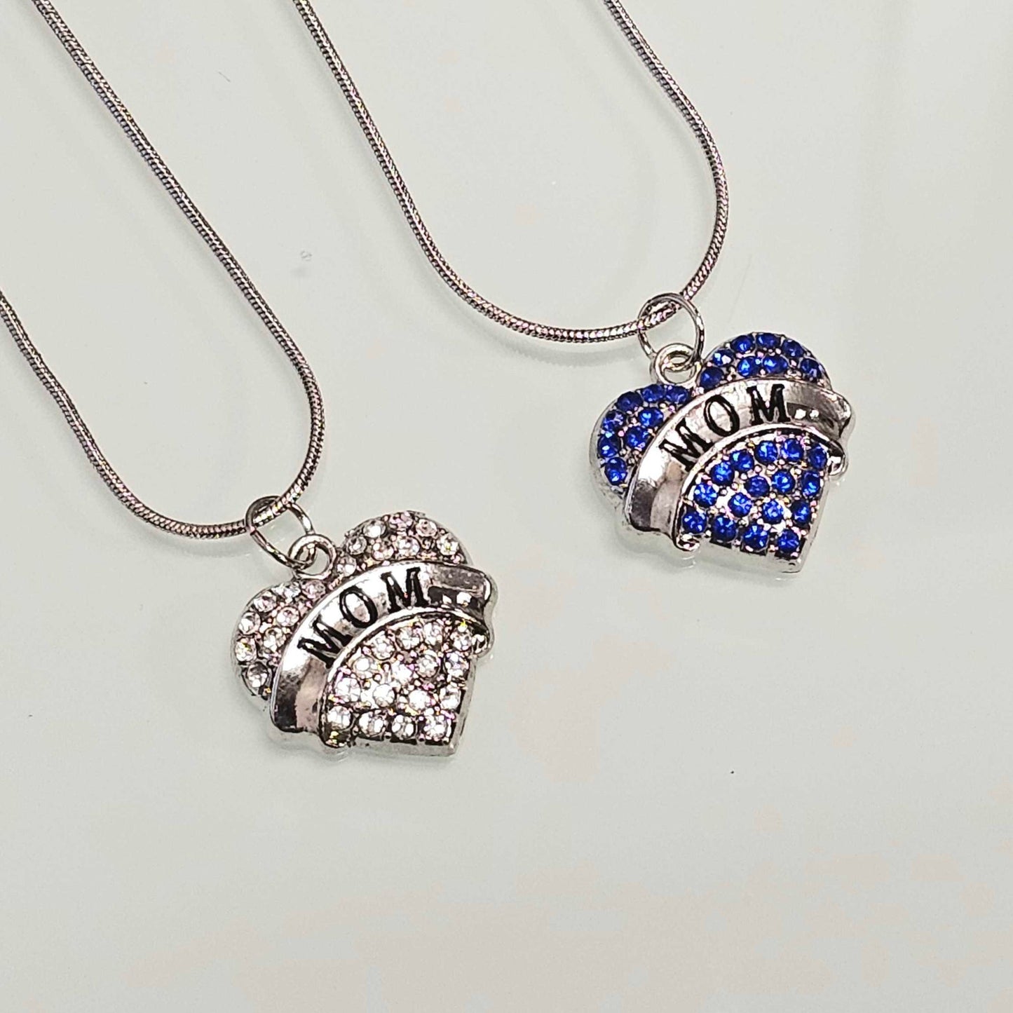 Love MOM Heart Shaped Pendant With Crystals And Chain Vista Shops