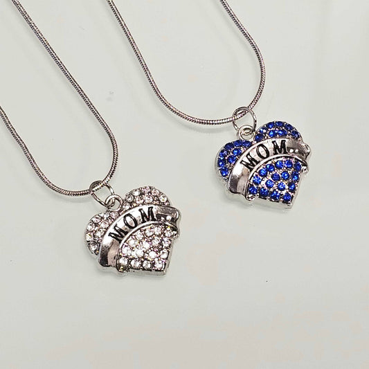 Love MOM Heart Shaped Pendant With Crystals And Chain Vista Shops