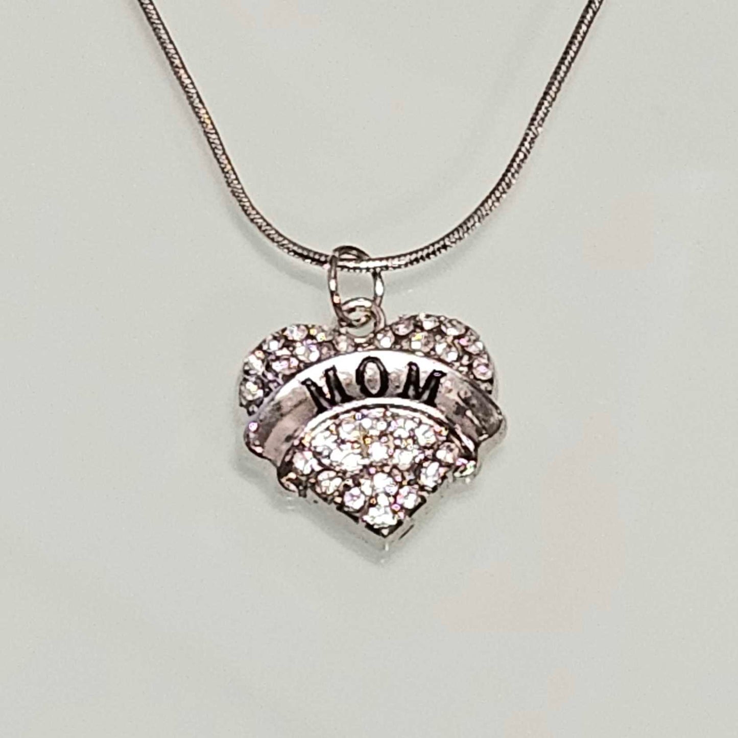 Love MOM Heart Shaped Pendant With Crystals And Chain Vista Shops