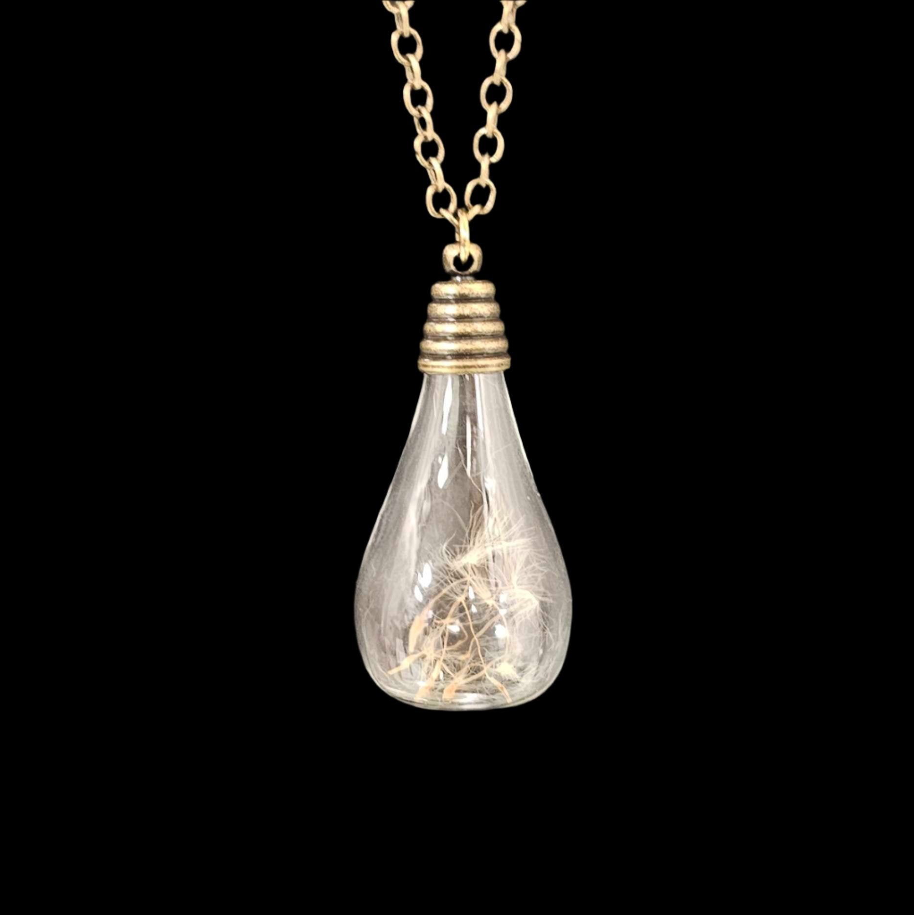 Wish In The Bottle Wish Maker Necklace With Dandelion Flowers VistaShops