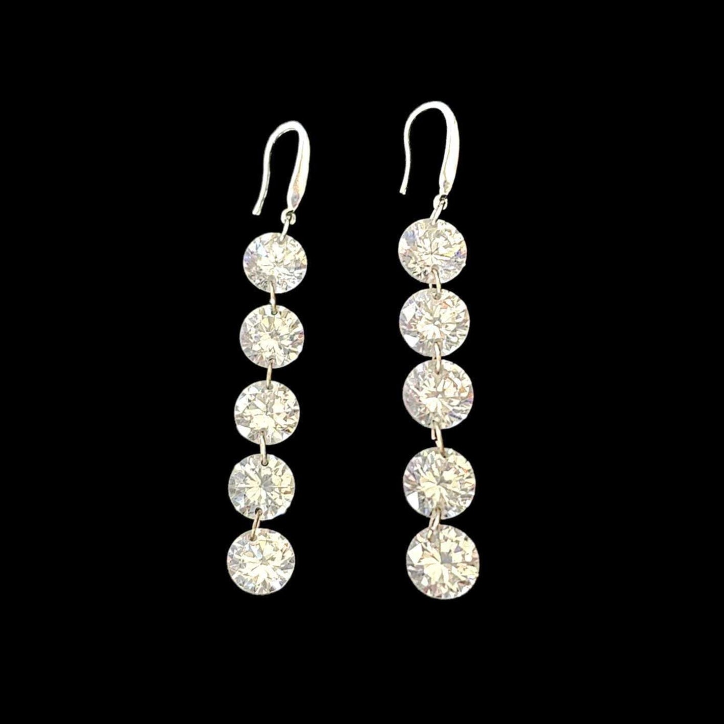Diamonds In The Sky Drilled 5 In A Row Diamond Crystal Hook Earrings In Sterling Silver Vista Shops