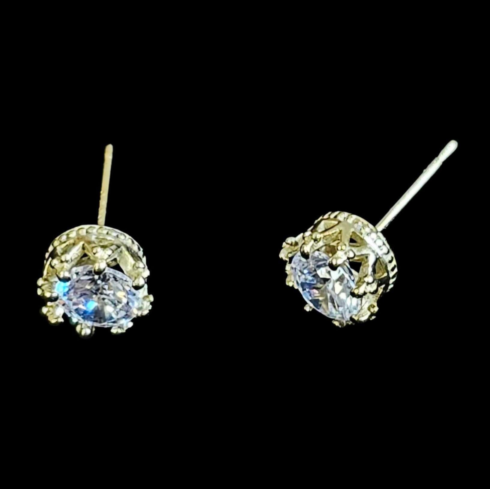 CROWN JEWELS Australian Crystal Stud Earrings In Sterling Silver And Gold Overlay                                                    et in Sterling Silver SHOPS