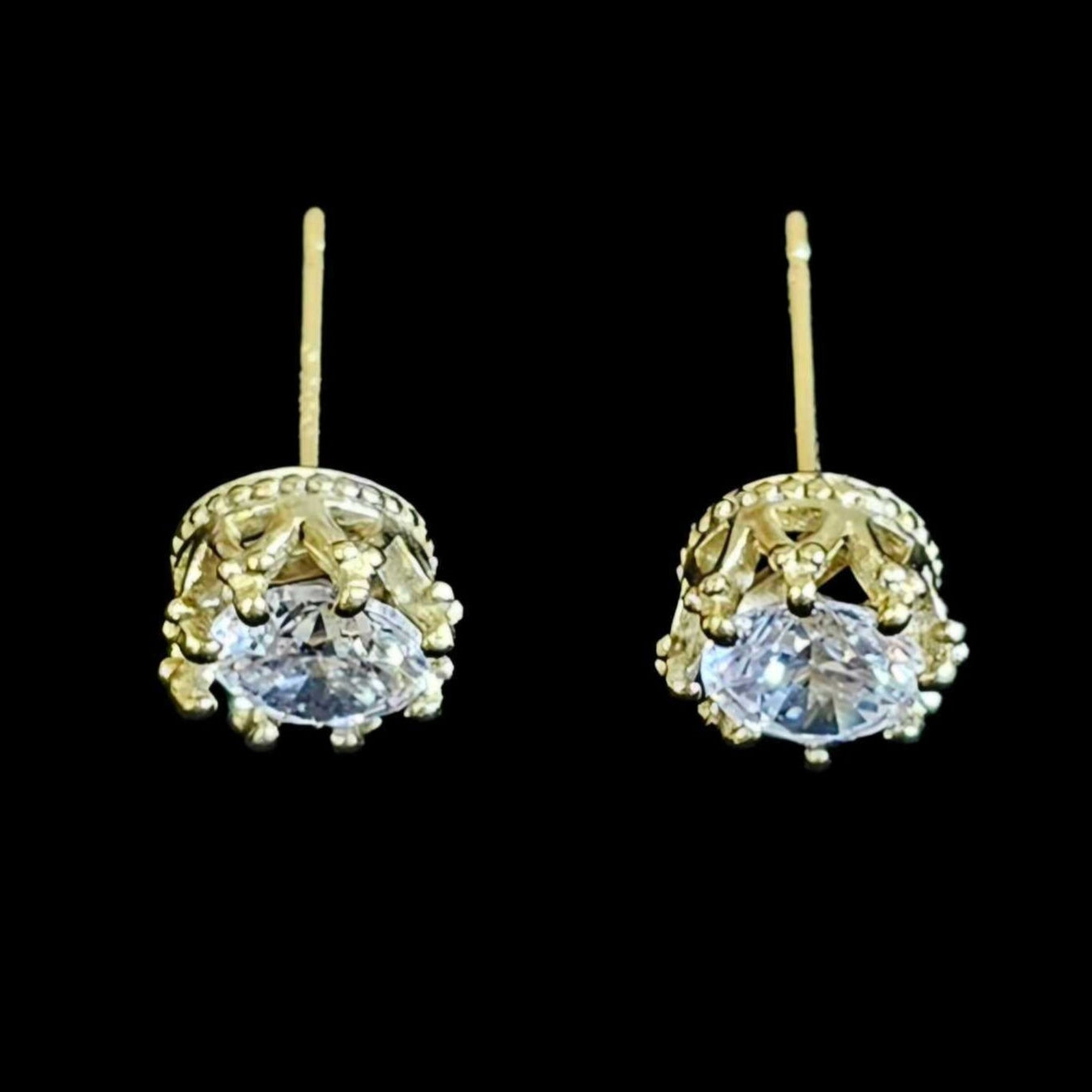 CROWN JEWELS Australian Crystal Stud Earrings In Sterling Silver And Gold Overlay                                                    et in Sterling Silver SHOPS