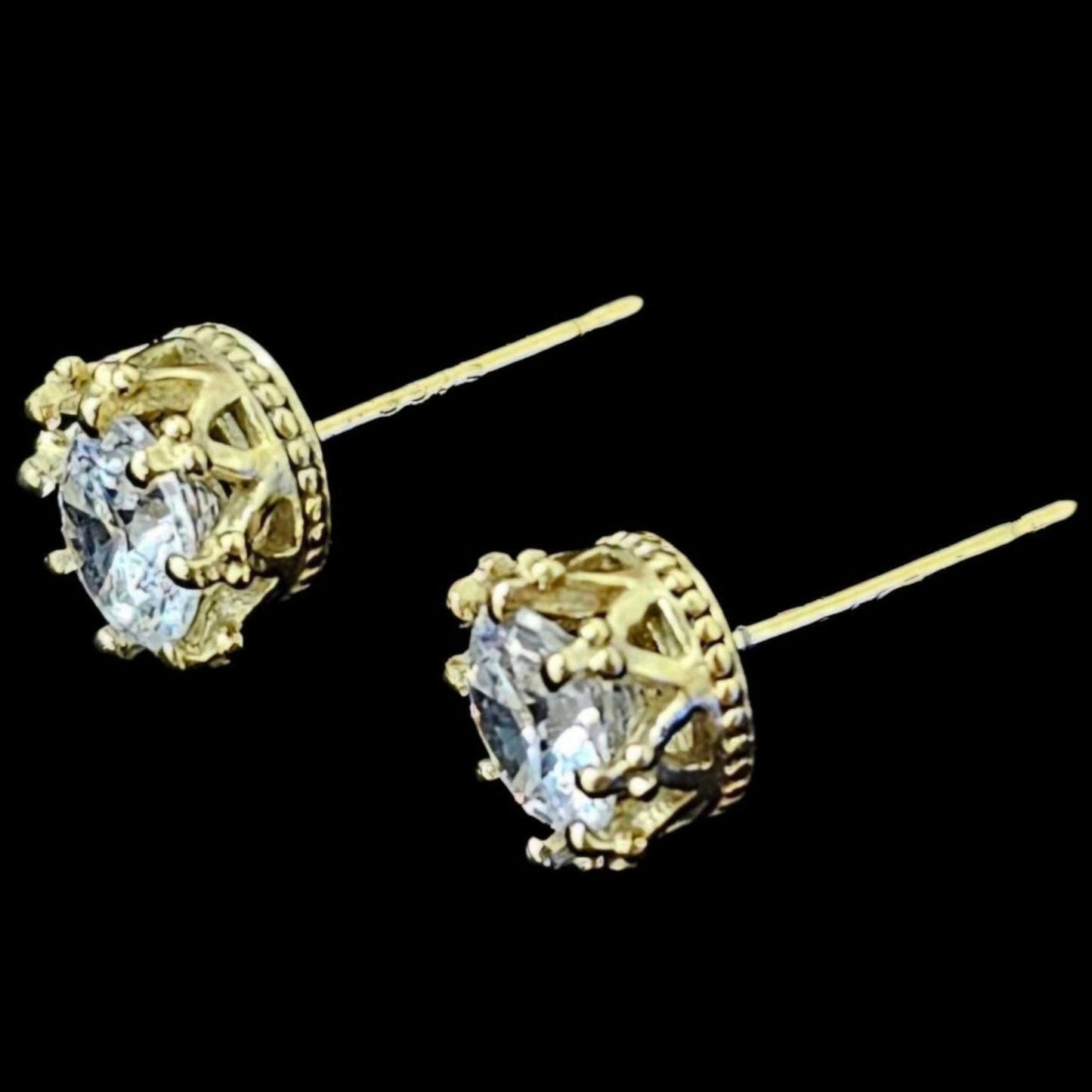 CROWN JEWELS Australian Crystal Stud Earrings In Sterling Silver And Gold Overlay                                                    et in Sterling Silver SHOPS