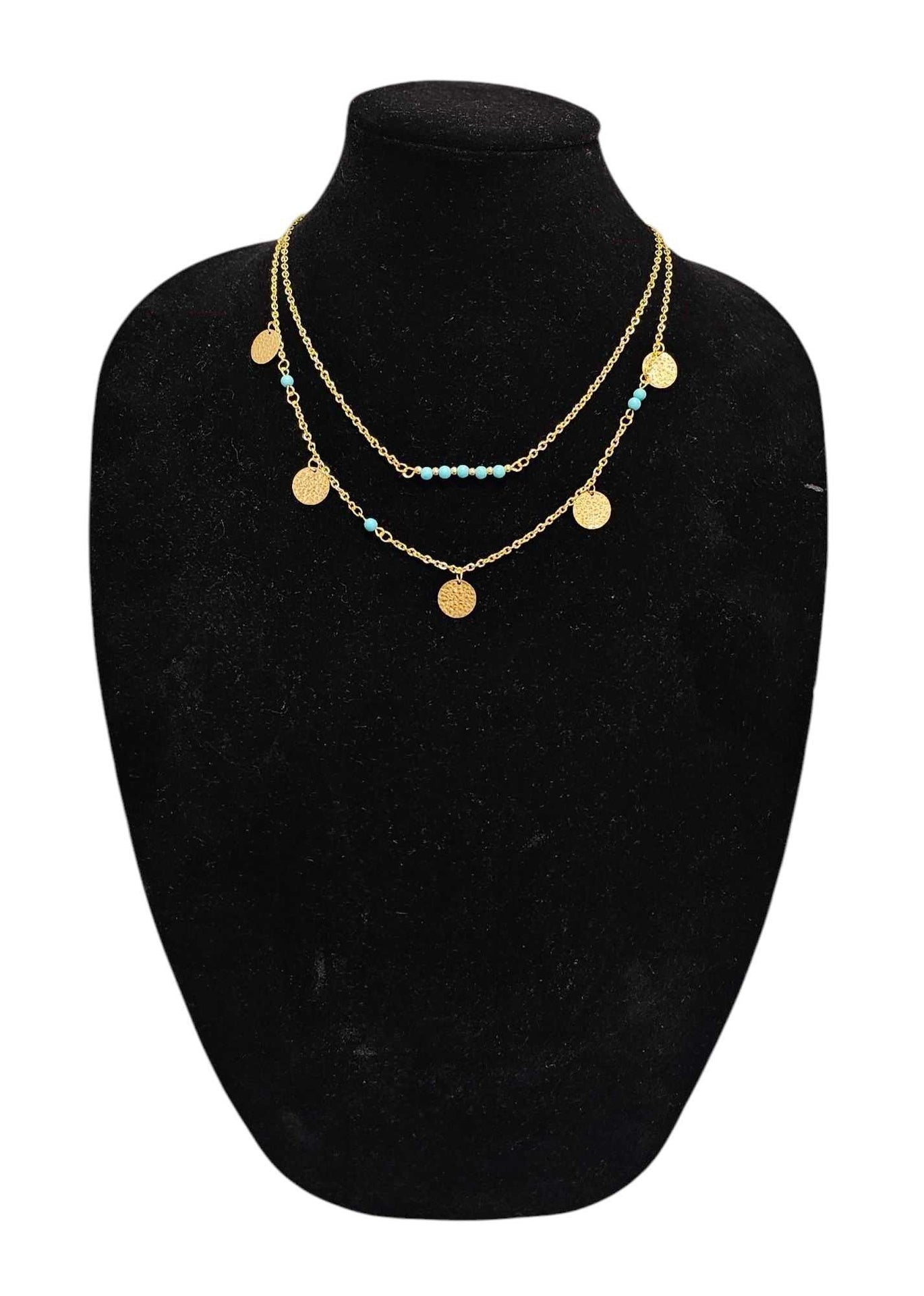 Delicate Delights The Turquoise Necklace With Golden Charms SHOPS
