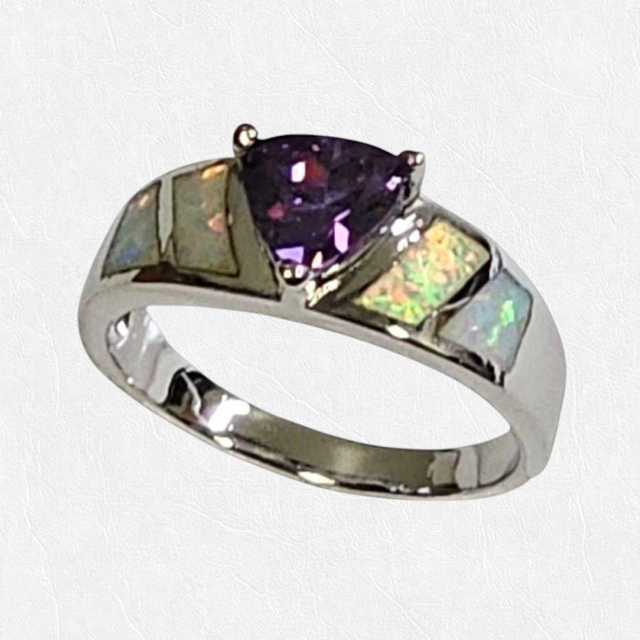 Opal Love Silver Rings With CZ In 5 Colors Vista Shops